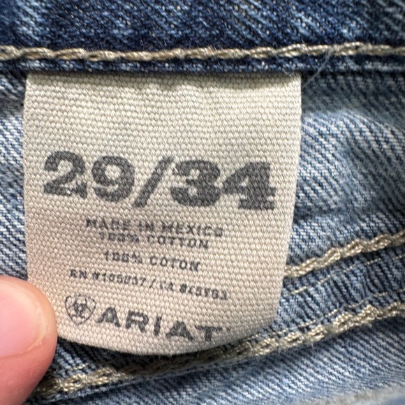 Ariat Mens Denim Jeans Medium Wash Distressed Relaxed Fit Size 29x33 - Picture 7 of 12